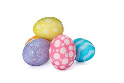 Different decorative Easter eggs isolated on plain background. Festive tradition