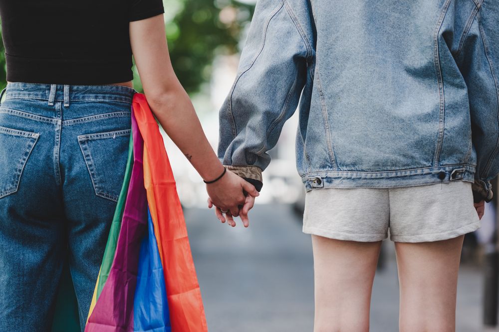 Anonymous lesbians holding hands