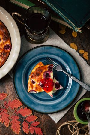Plate with jam and pie