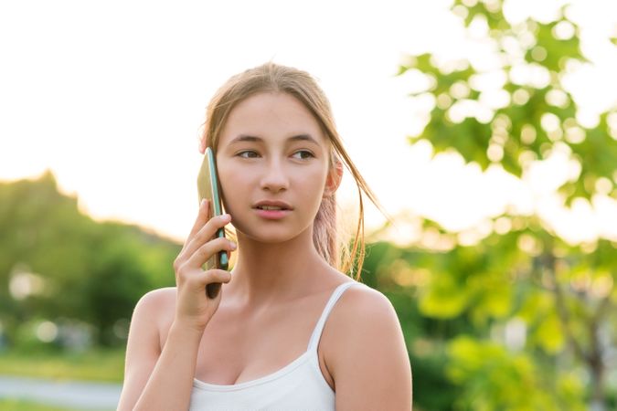 Teen girl using smartphone