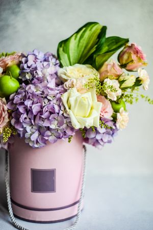 Fresh pastel summer floral gift with roses