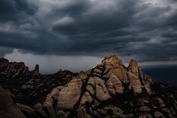 Views of the Montserrat Mountain with storm
