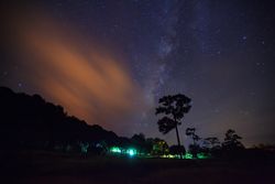 Landscape milky way galaxy with cloud and space dust in the universe, Long exposure photograph, with grain.