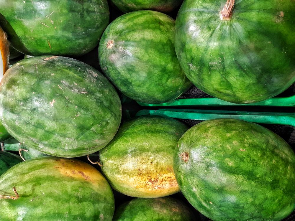 Pile of watermelon in the supermarket