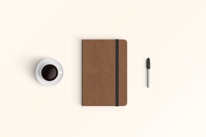 Modern workspace with  copy space on color background