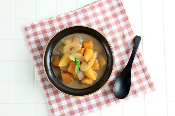 Indonesia Food, Kolak Pisang Banana Compote Popular for Takjil Ramadan.