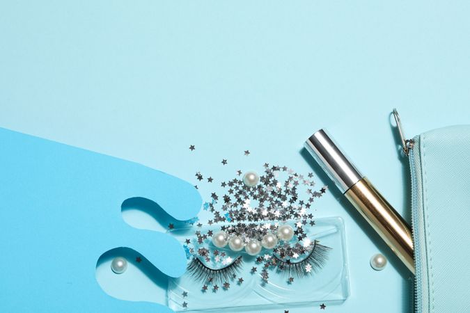 False eyelashes, concept of different makeup accessories