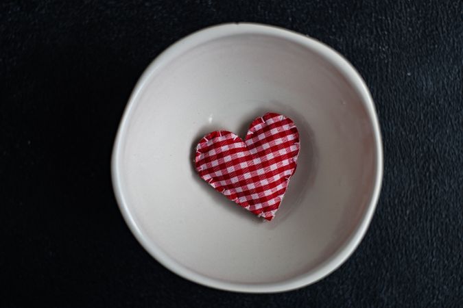 Bowl with felt heart decoration