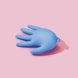 Blown up balloon-like latex glove