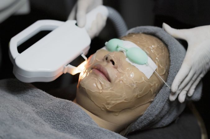 Young women use services in beauty clinics.