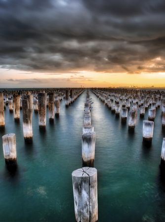 Princes Pier in Port Melbourne, Victoria, Australia during sunset 