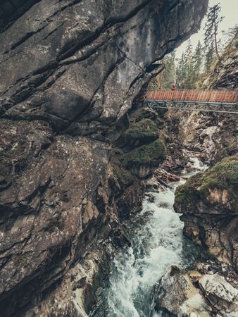 Bridge of tourist path among beautiful mountains