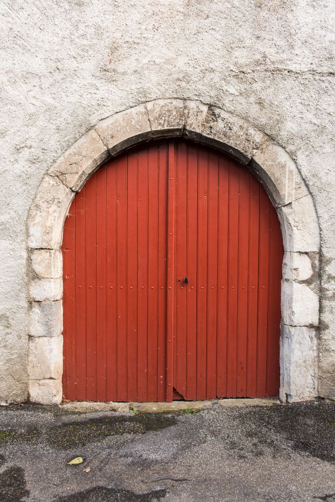 Building with red door
