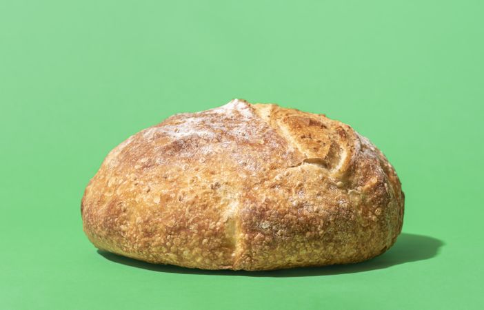 Bread on a green background, close-up