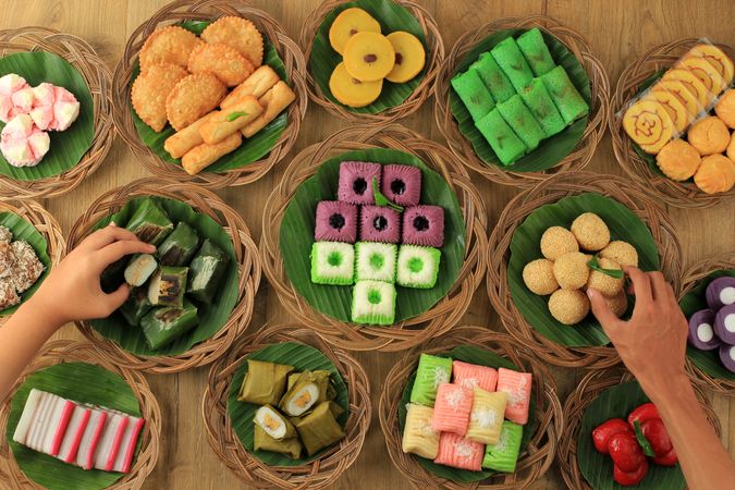 Jajan Pasar Festive Various Colorful Jajan Pasar, Traditional Indonesian Snack.