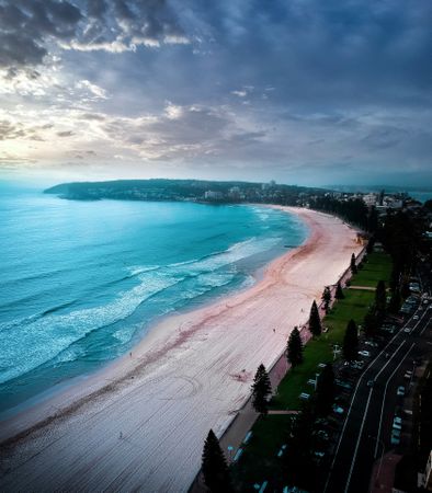 Aerial view of seashore in Manly, New South Wales, Australia