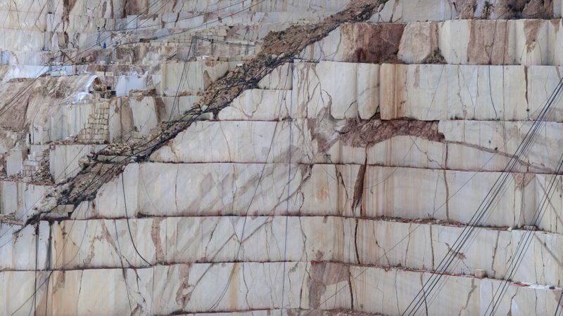 Steps in rough stone quarry
