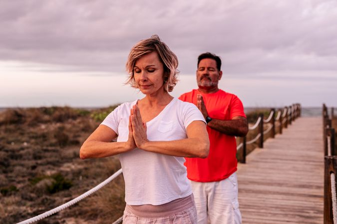 Adult couple exercising in nature