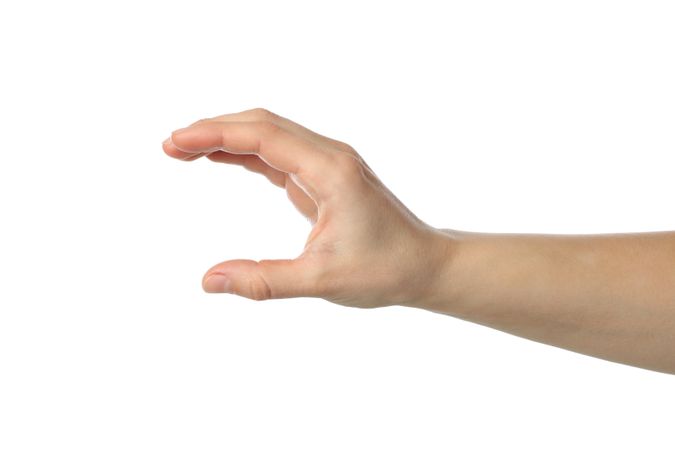 Female hand isolated on plain background. Gestures