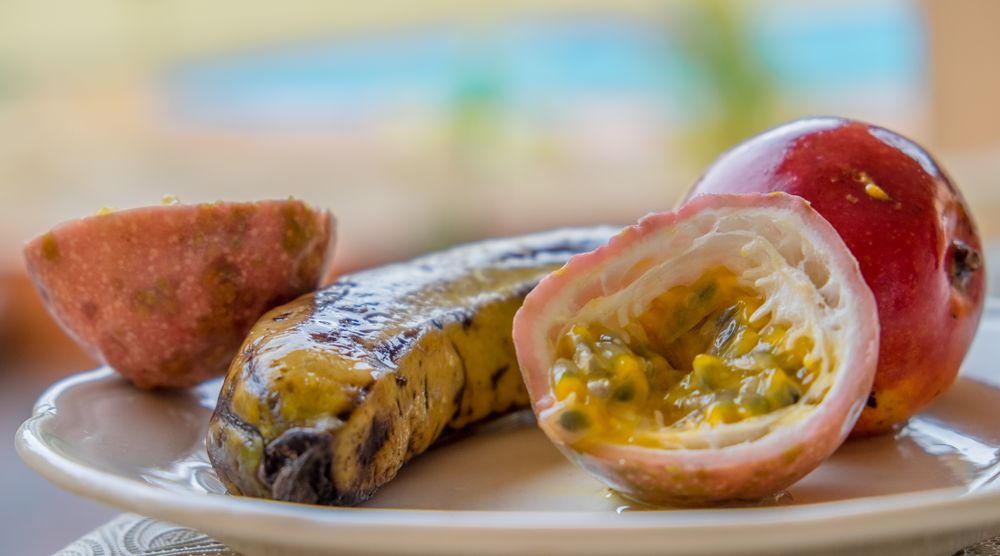 Plate of tropical fruit