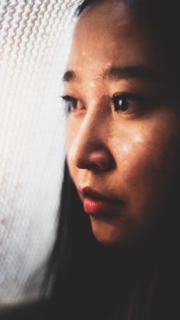 Close-up on woman's face