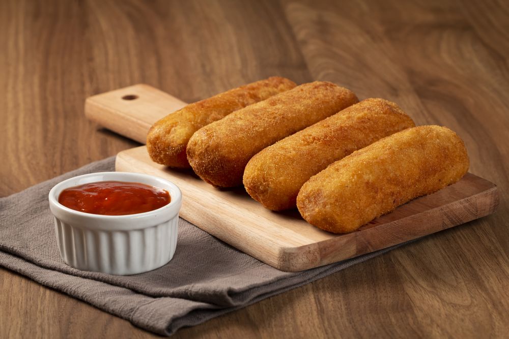 Fried risoles or Risol. Risoles stuffed with cheese and ham.