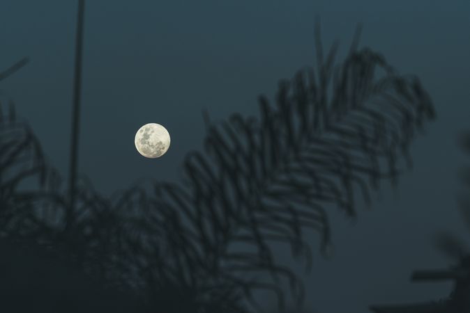 Full moon on dark gray sky at night