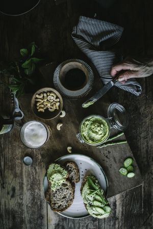 Serving toasts with cashew pate