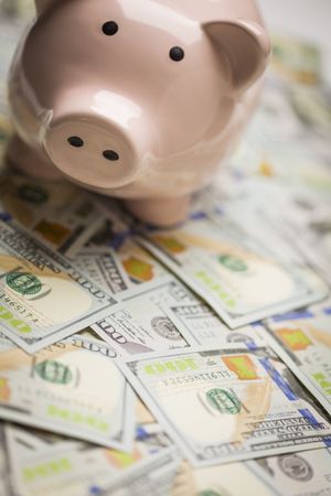 Piggy Bank on Newly Designed One Hundred Dollar Bills