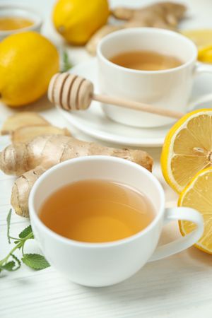 Cold treatment, healthcare concept - tea with ginger