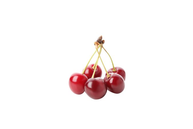 ripe cherry fruits, isolated on light background