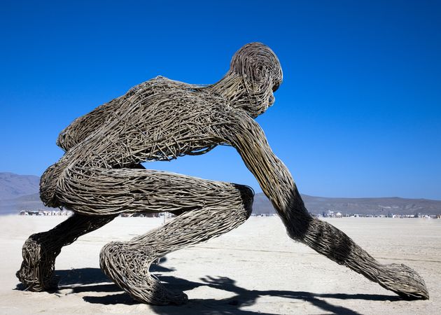 Art installation of man at "Burning Man,” Burning Man, Nevada