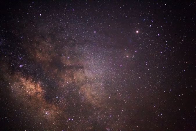 milky way galaxy and space dust in the universe, Long exposure photograph, with grain.