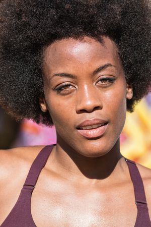 Sporty Black woman on city street