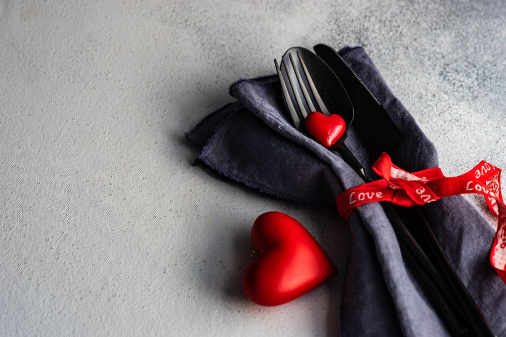 Silverware for Valentine's day concept