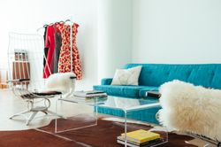 Bright living room with vintage furniture