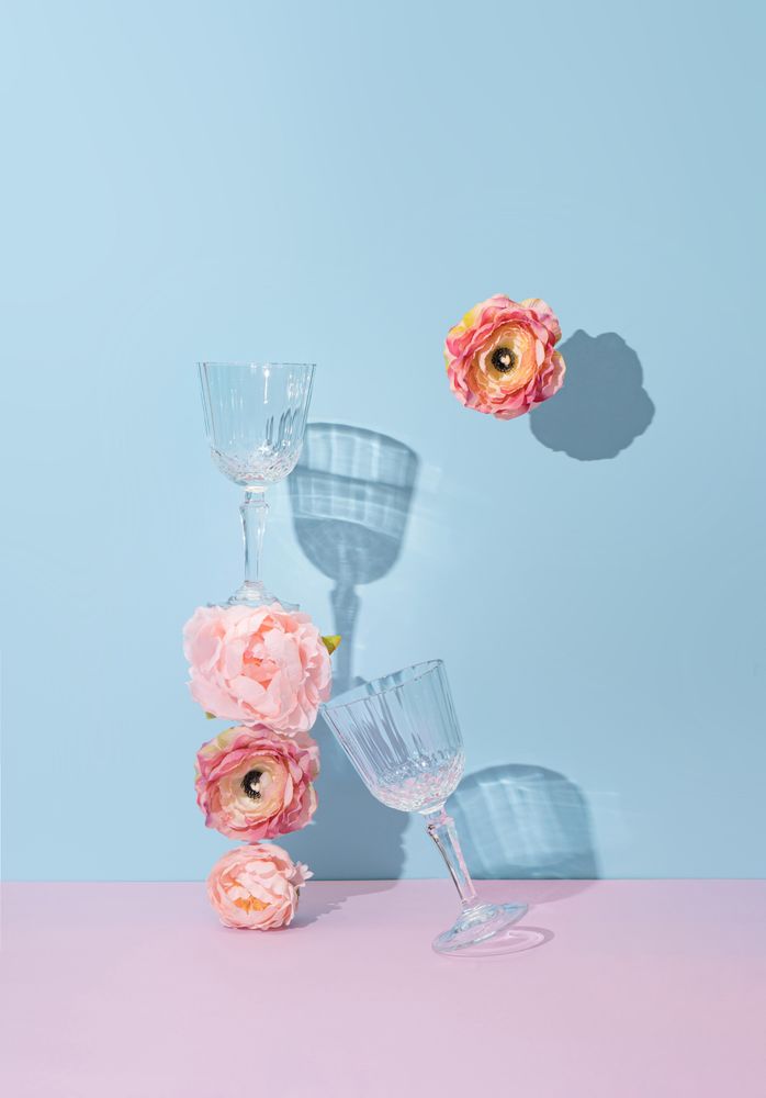 Beautiful Pastel Floral Vine Wrapped Around Two Wine Glasses · Creative  Fabrica