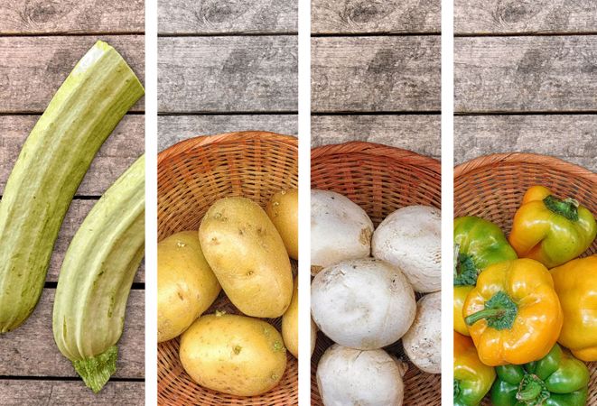 Colorful Vegetables Collage On Background