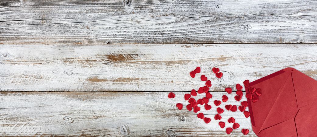 Valentine’s day with lovely red hearts and romance letter