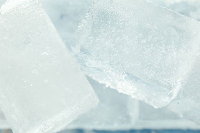 Top view of scattered square ice cubes