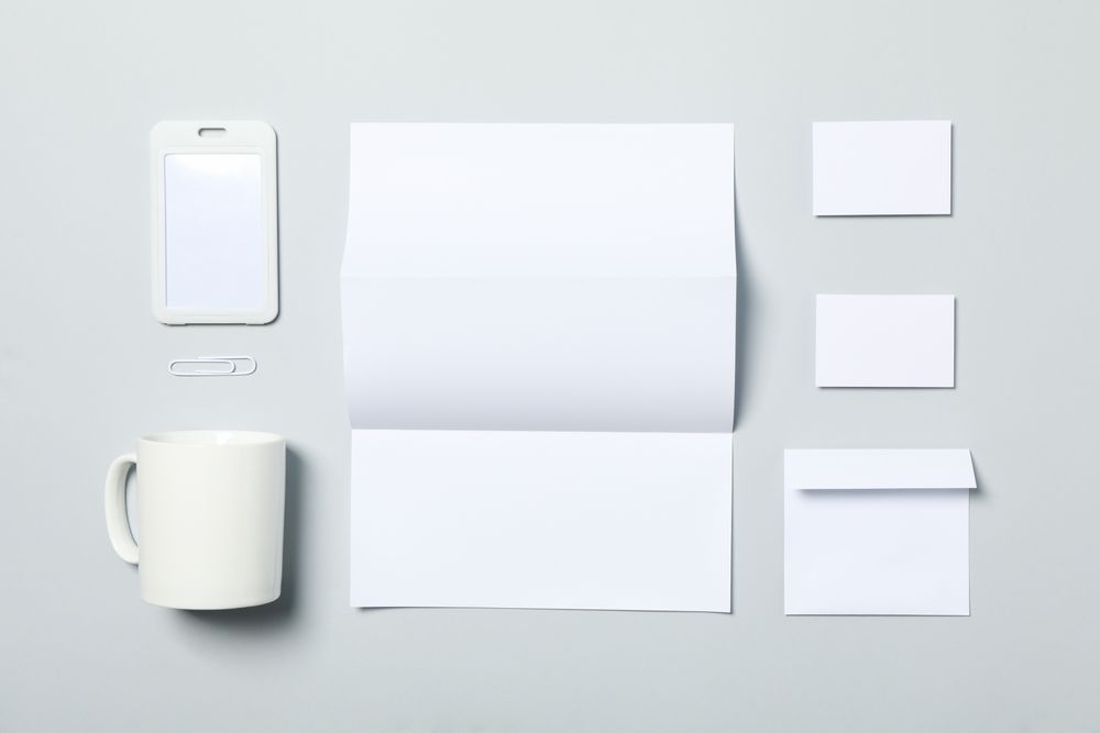 Mockup business brand template on light gray background, space for text