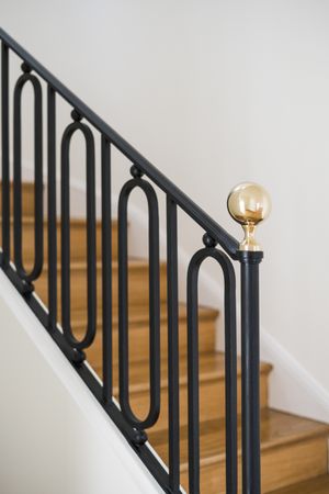 Classic wooden staircase with wide wooden steps