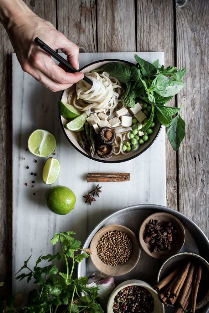 Spices and fresh vegetables for cooking