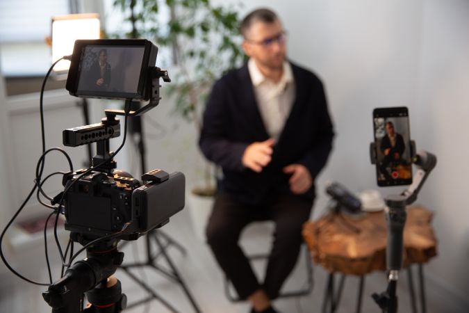 Camera Recording Blogger Interview