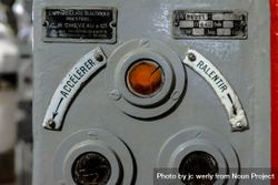 Close up of buttons on vintage electric equipment in museum 5znZj5