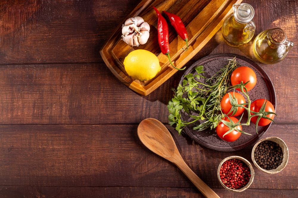 Ingredients for cooking on the table