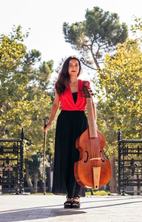Female musician with her cello.