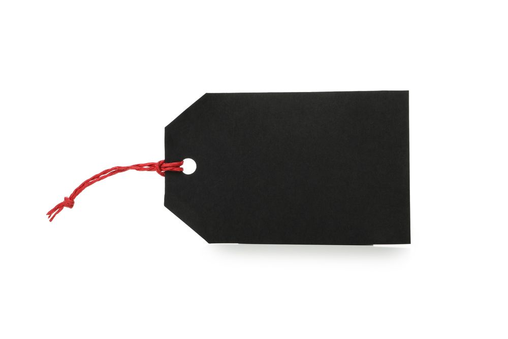 Blank dark tag isolated on bright background