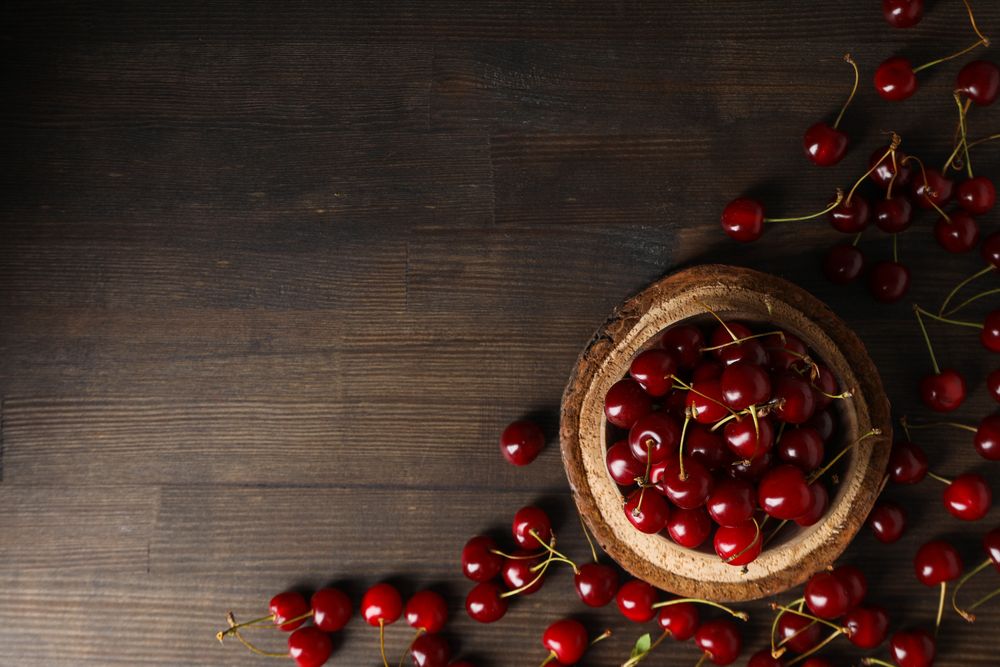 Concept of fresh summer food - delicious cherry