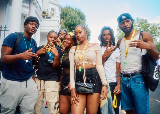 London, England, United Kingdom - August 28, 2022: Group of male and female Black friends in London